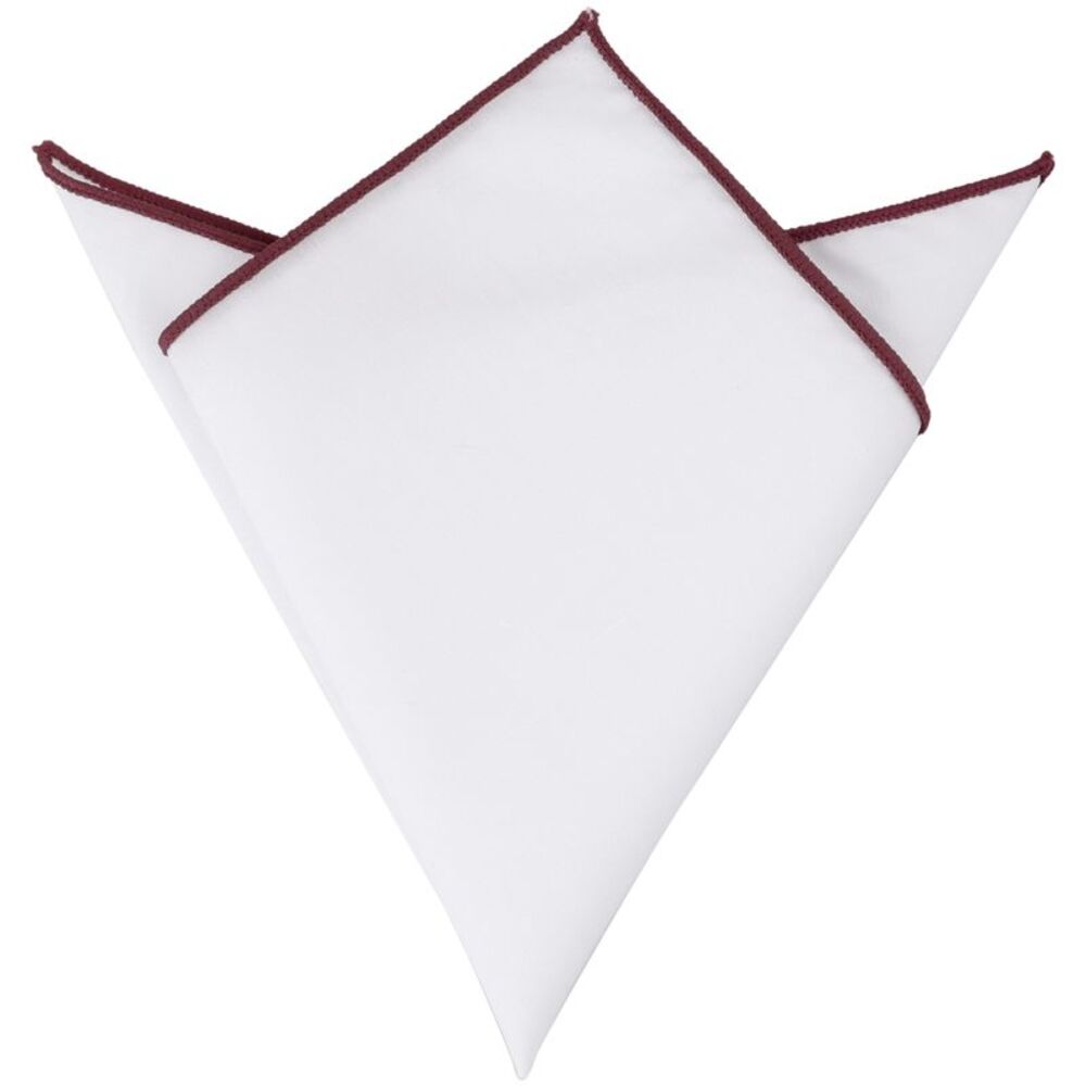 Cotton Handkerchiefs Color Contrast Trim White Pocket Squares Tuxedo Wine Red